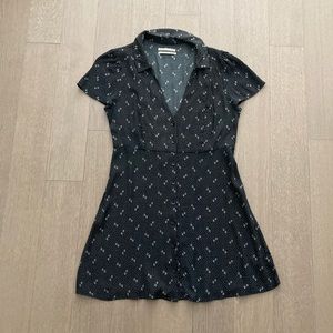 Urban Outfitters black floral print baby doll dress